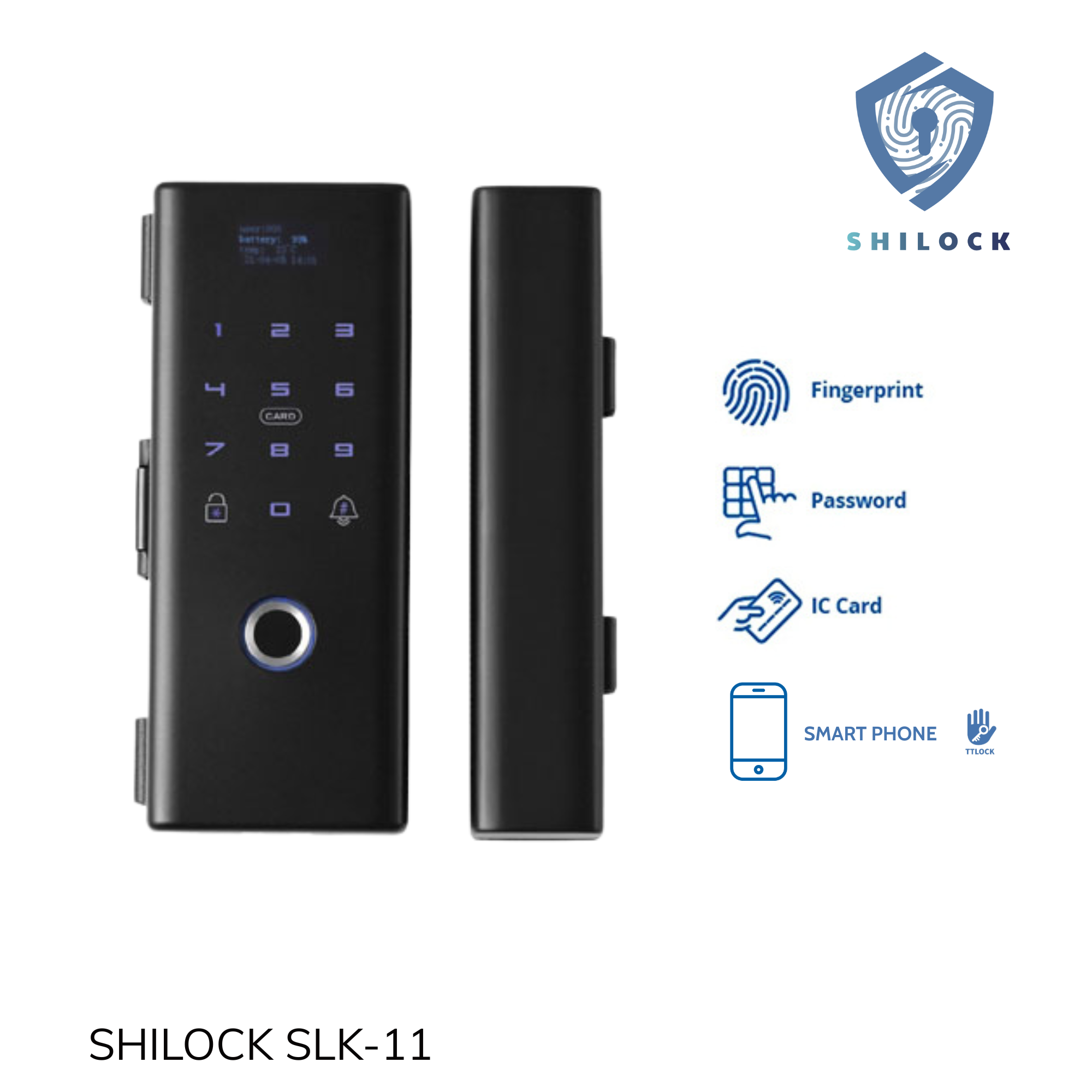KHOÁ CỬA VÂN TAY KÍNH CƯỜNG LỰC SHILOCK SLK-11