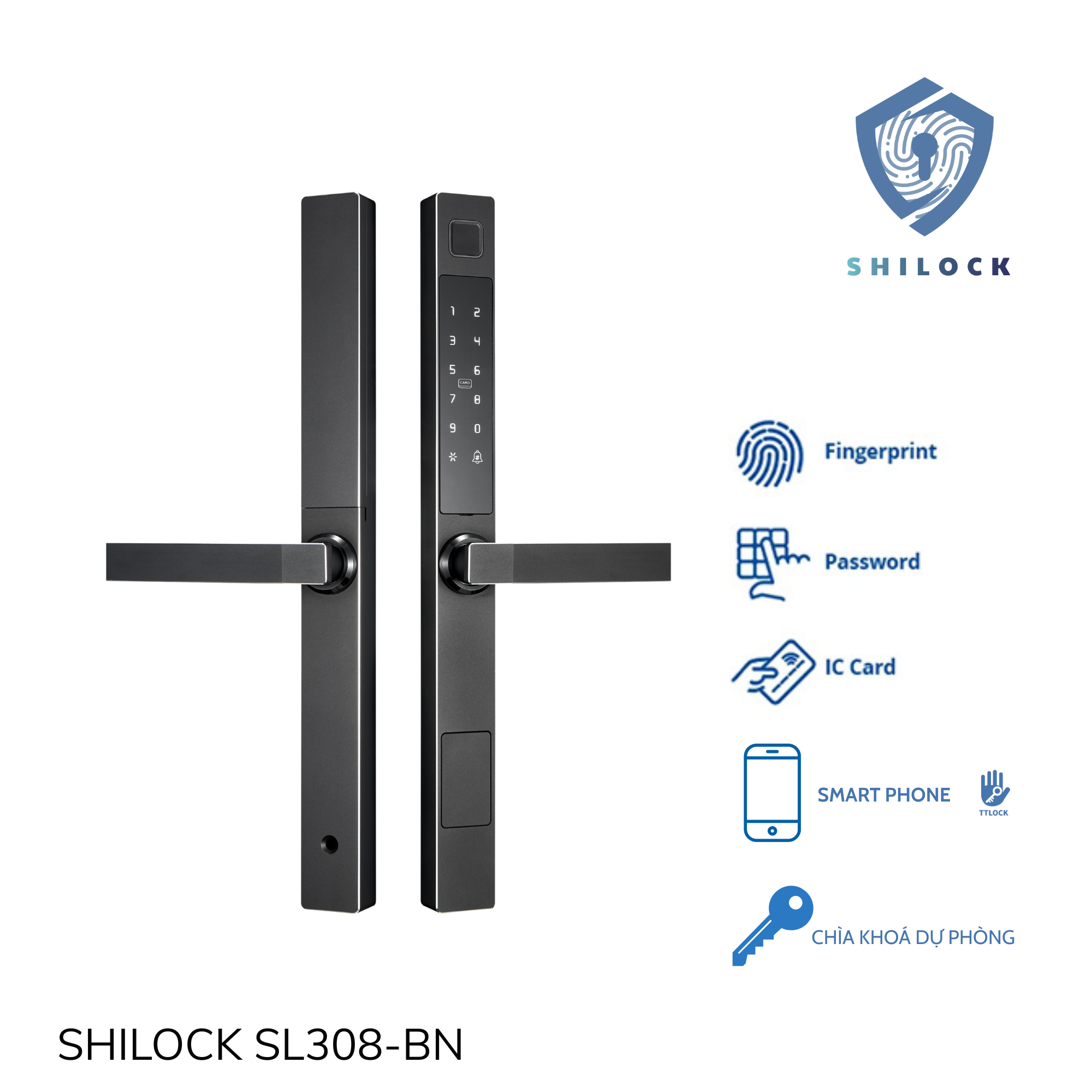 KHOÁ CỬA VÂN TAY SHILOCK SL308-BN