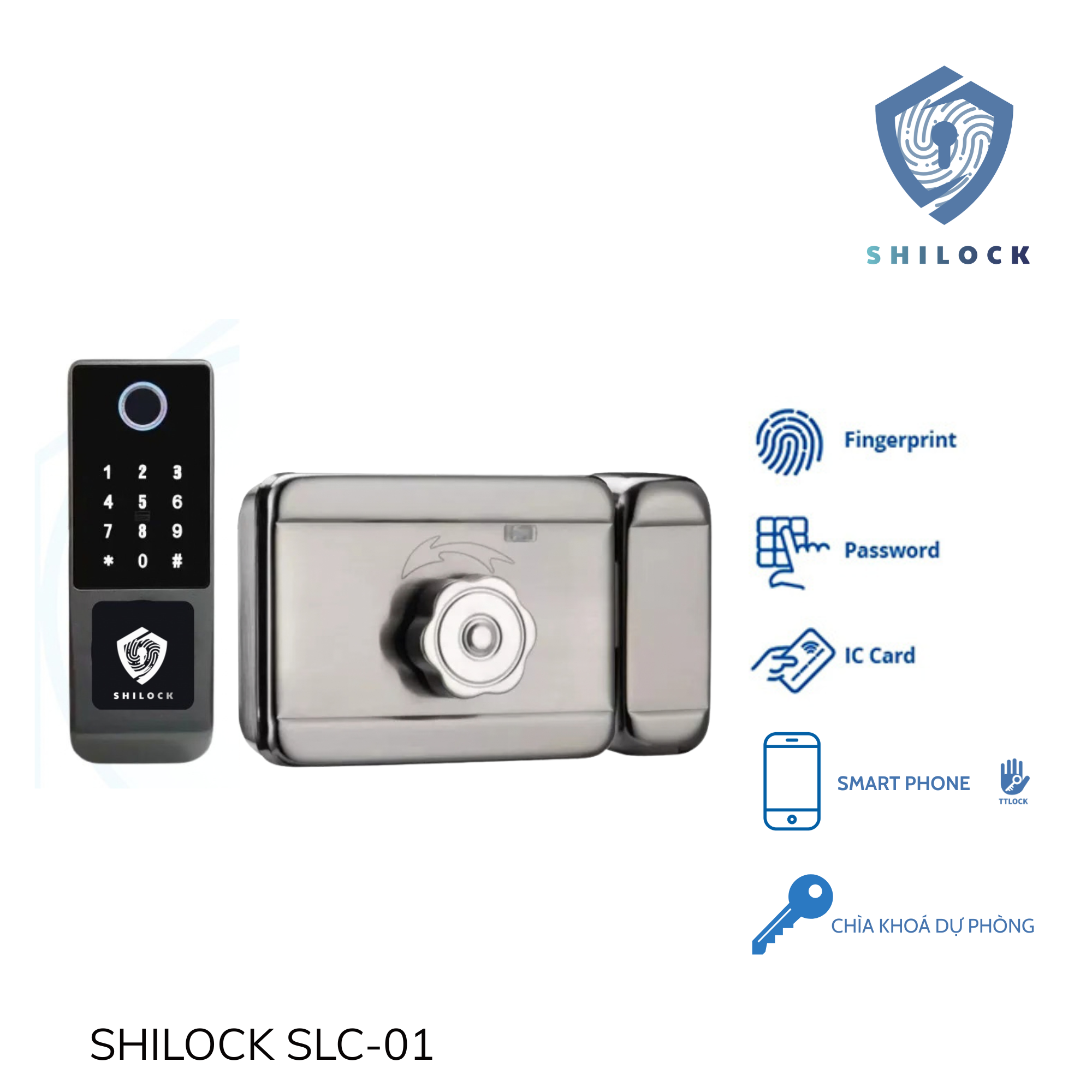 KHOÁ CỔNG VÂN TAY 1 CHIỀU SHILOCK SLC-01