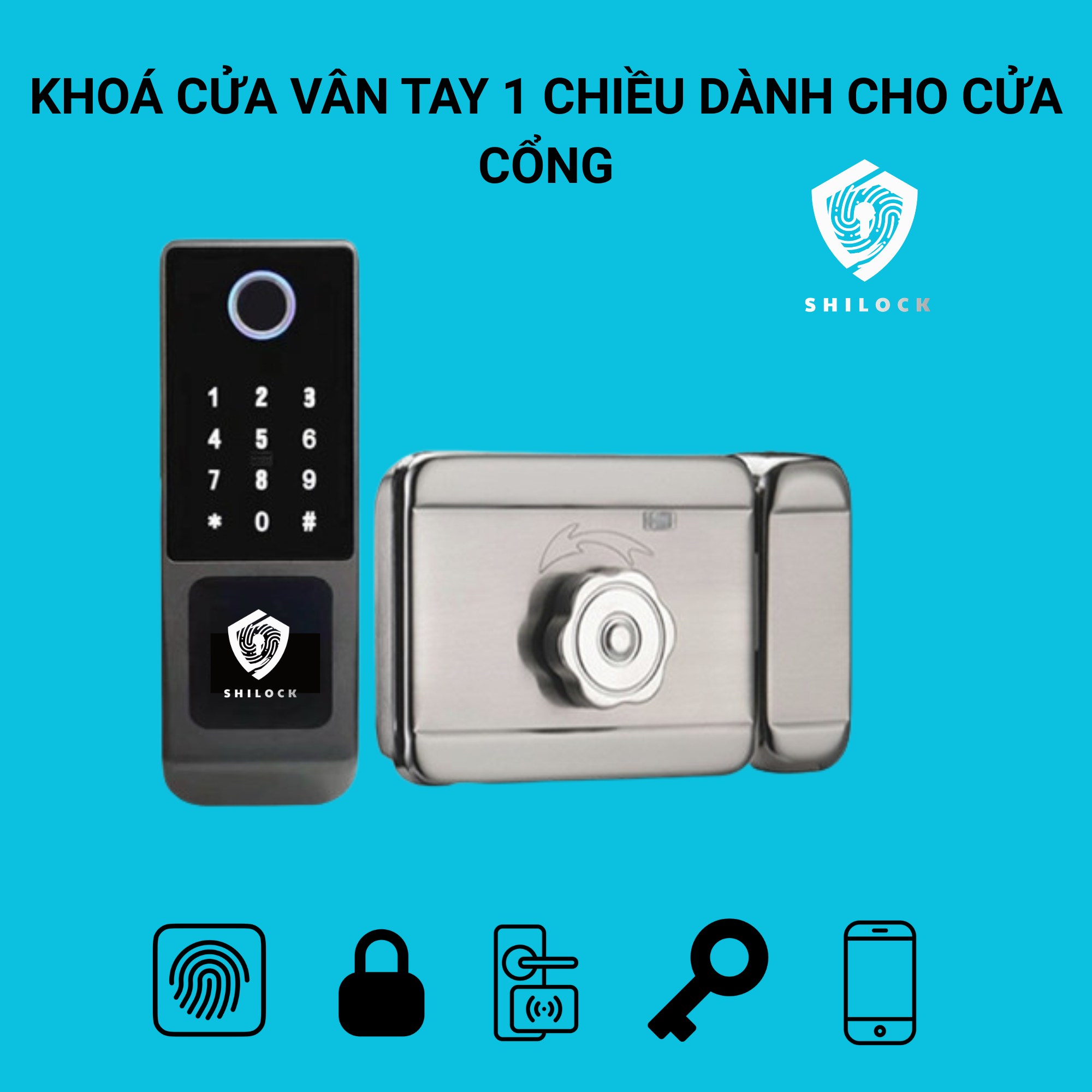Khoá cửa vân tay 1 chiều SHILOCK điều khiển qua app SLC-01