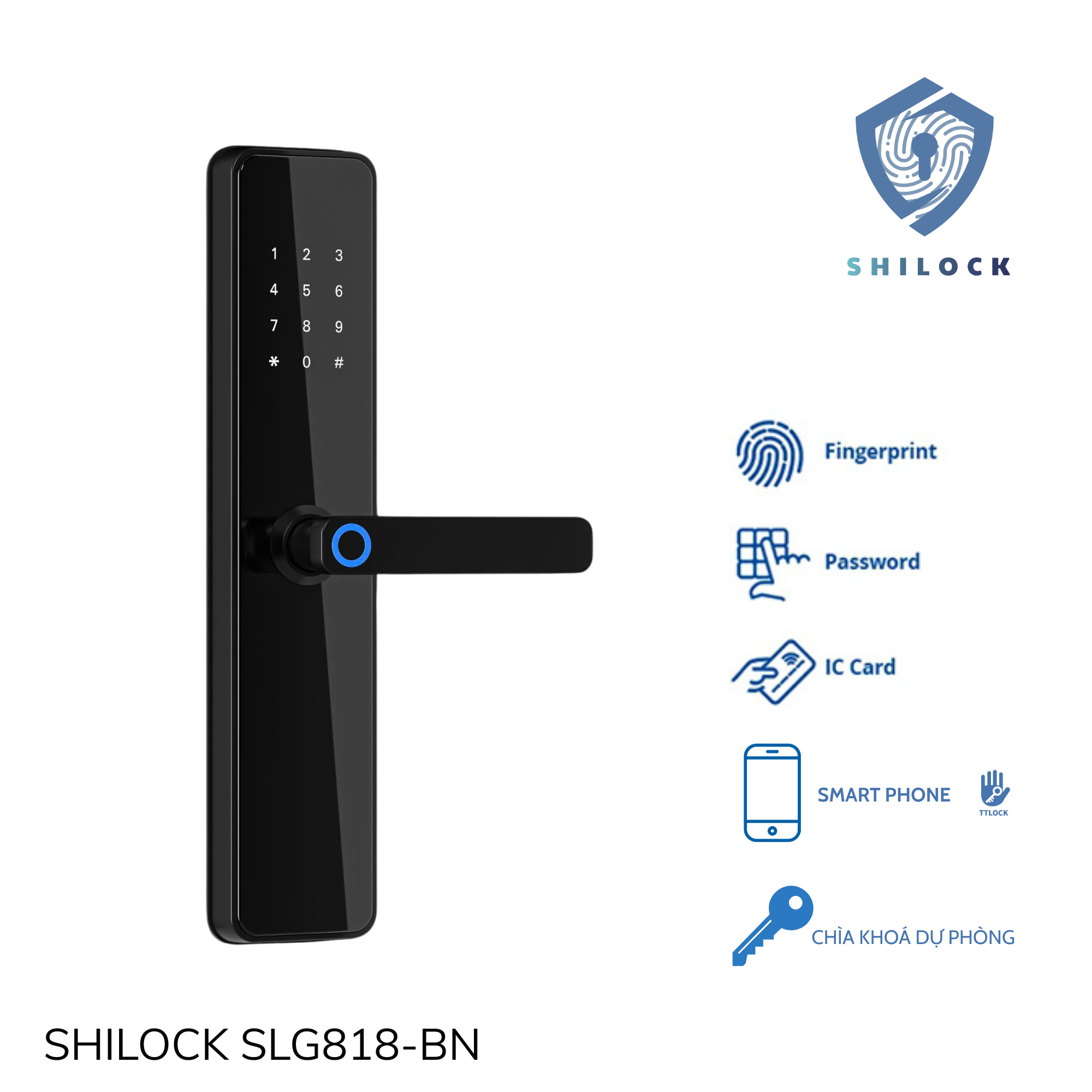 KHOÁ CỬA VÂN TAY SHILOCK SLG818-BN
