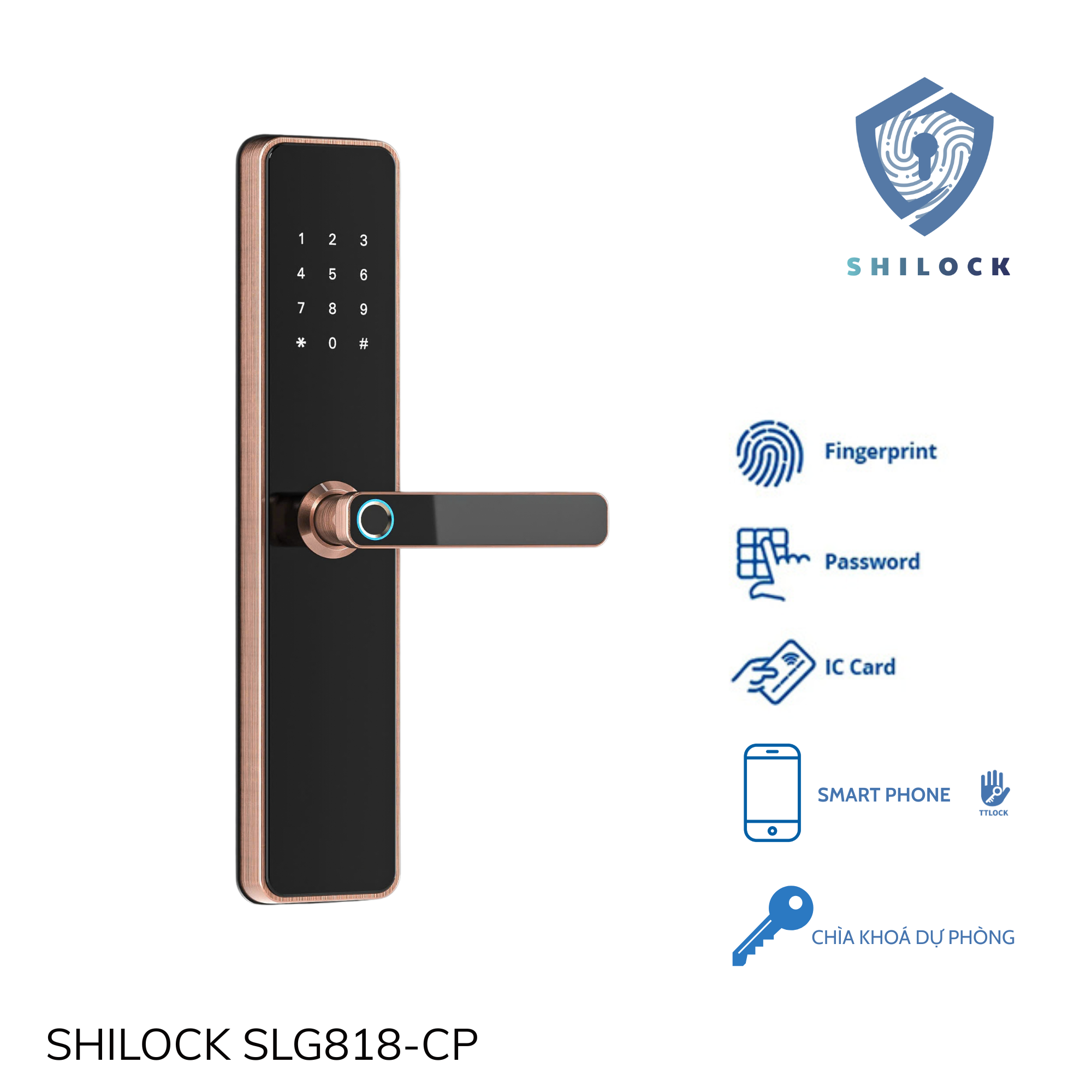 KHOÁ CỬA VÂN TAY SHILOCK SLG818-CP