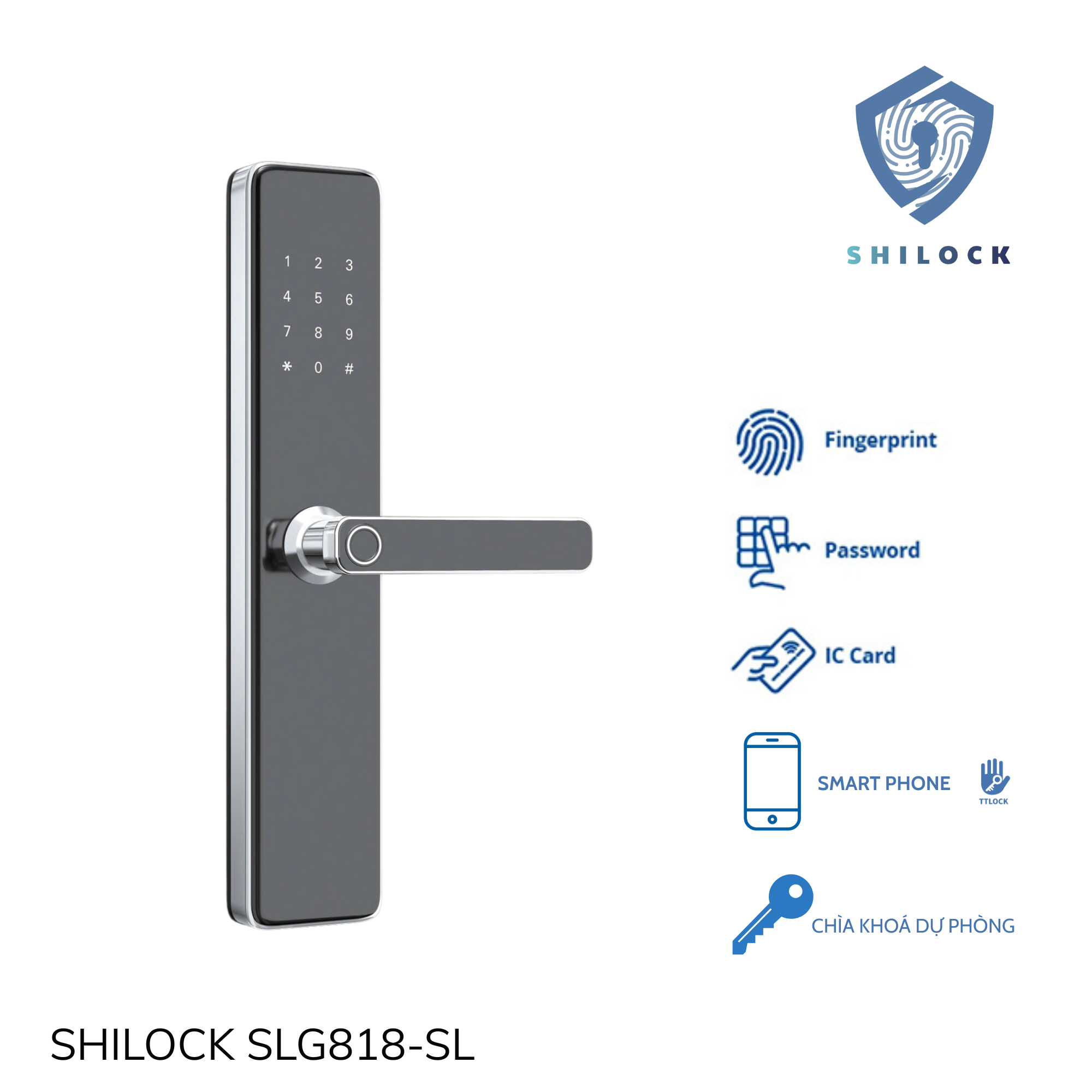KHOÁ CỬA VÂN TAY SHILOCK SLG818-SL